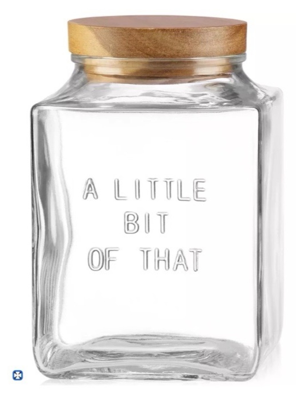kate spade | Glass Canister with Wood Lid | "A LITTLE BIT OF THAT" Embossed